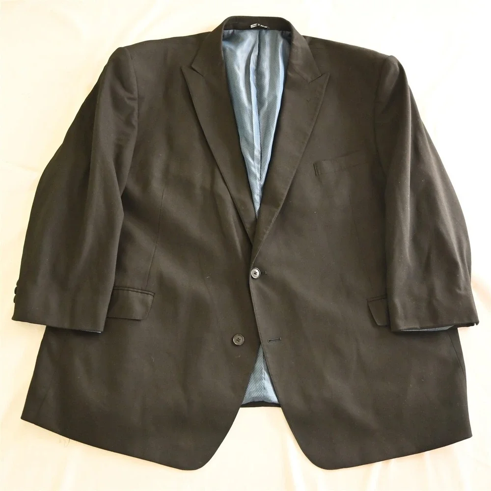 Synrgy 56R Black Stretch Peak Lapel Mens Blazer Suit Jacket Sport Coat